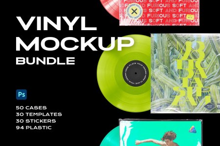 Vinyl Mockup Bundle Template Record