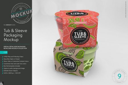 Tub and Sleeve Packaging Mockup