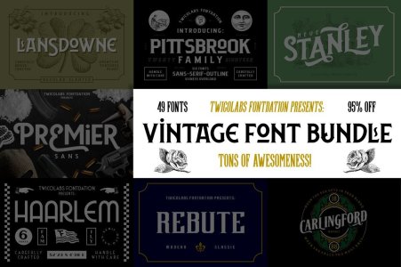 Vintage Font Bundle | 49 Fonts in 1