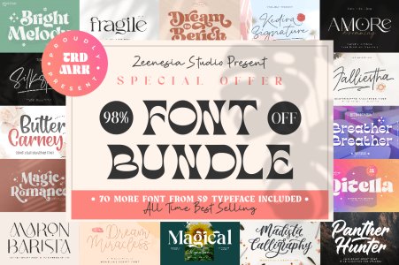 Font Bundle By Zeenesia Studio - 59 Fonts