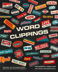 Dirtybarn - Word Clippings RETRO STICKERS
