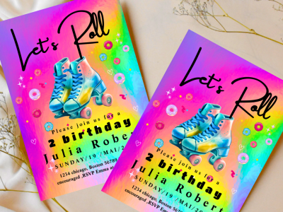 Skate Party Birthday-Roller invite-glow skating party-Donut Party Invite-Rollerskating Invite-printable skate rink-skating template