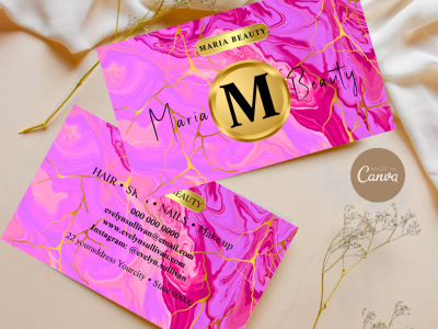 Beauty Business Card-salon business card-Make Up Artist Card-Esthetician Card-Rose gold business-Beauty Hair Card-Social Media Marble Cards