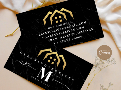​​luxury black gold card-​Contact info Card-​Professional Design- marble business card-cleaning marketing-gold and black house card-home construction design card