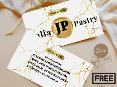 FREE luxury white gold card-​Contact info Card-​Professional Design- marble business card-gold and white card-Social Media Marble Cards