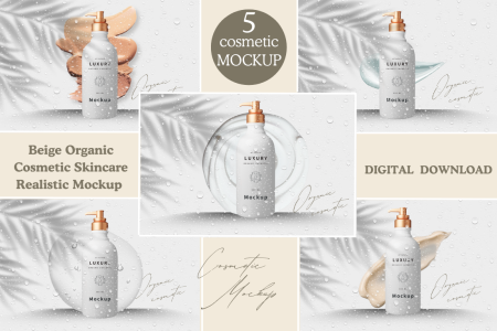 Skincare Realistic Mockup-COSMETIC Bottle SIMPLE LUXURY MOCKUP- Top view mockup- Cosmetic Mockup JPG
