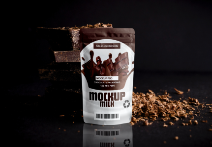 chocolate packaging mockup PSD,plastique pouch mockup PSD,pouch mockup.